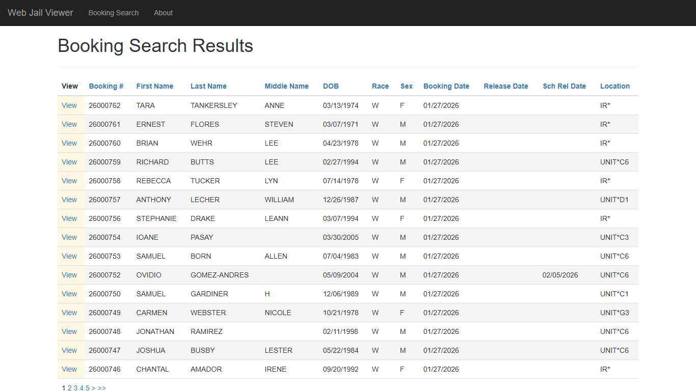 BookingSearchDetail - Web Jail Viewer